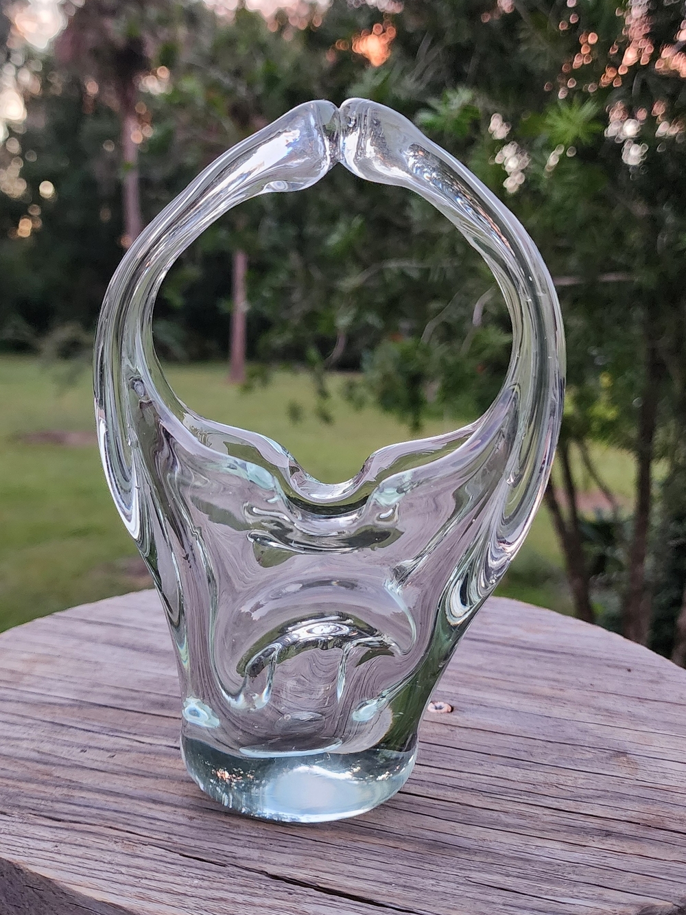 Handblown Clear Glass Sculptural Vase - Elegant Accent